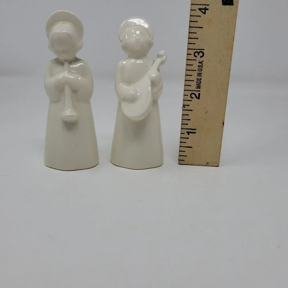 Vintage Royal Copenhagen Choir Angel Figurines w/Horn Guitar Denmark Christmas 2